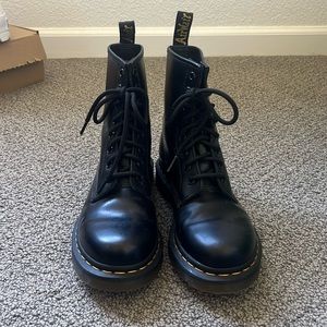 dr. martens 1460s in womens black. They are not broken in.